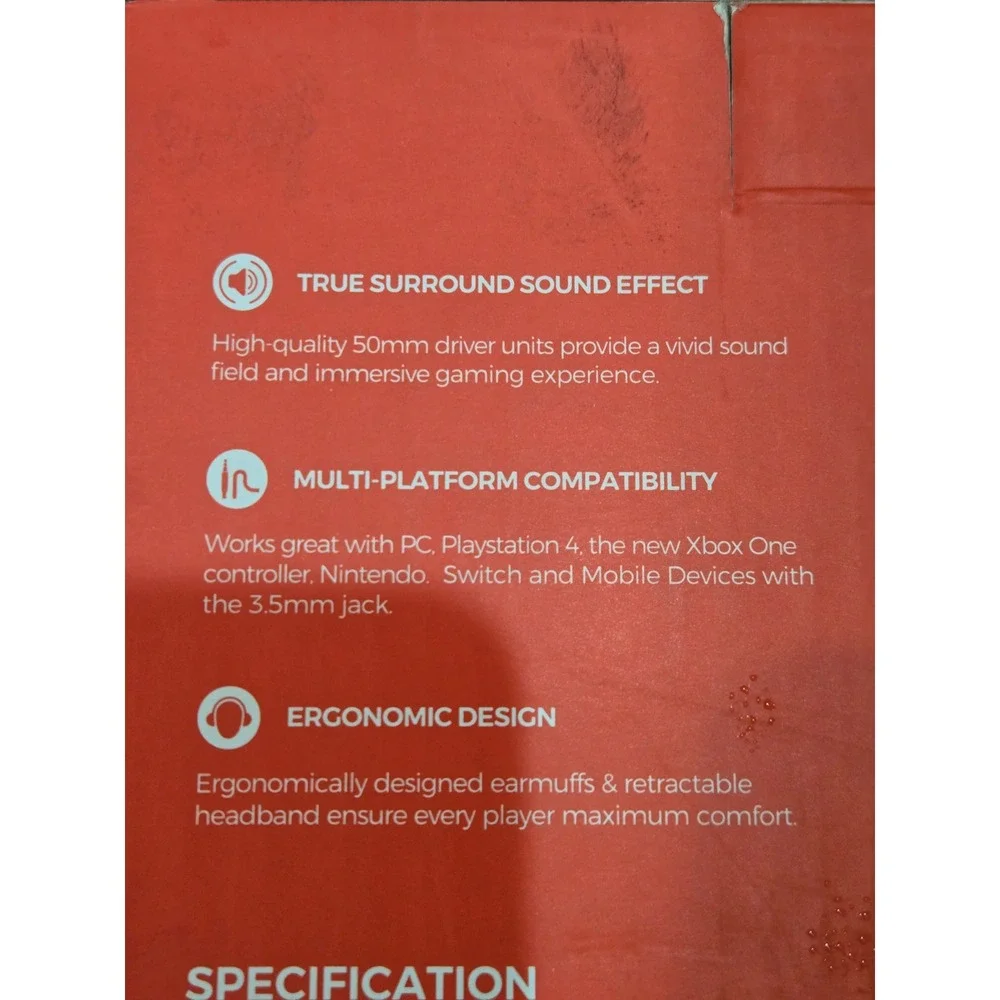 MPOW AIR SE Gaming Headset Surround Sound Noise Cancelling Mic‎ Black Red BH439A